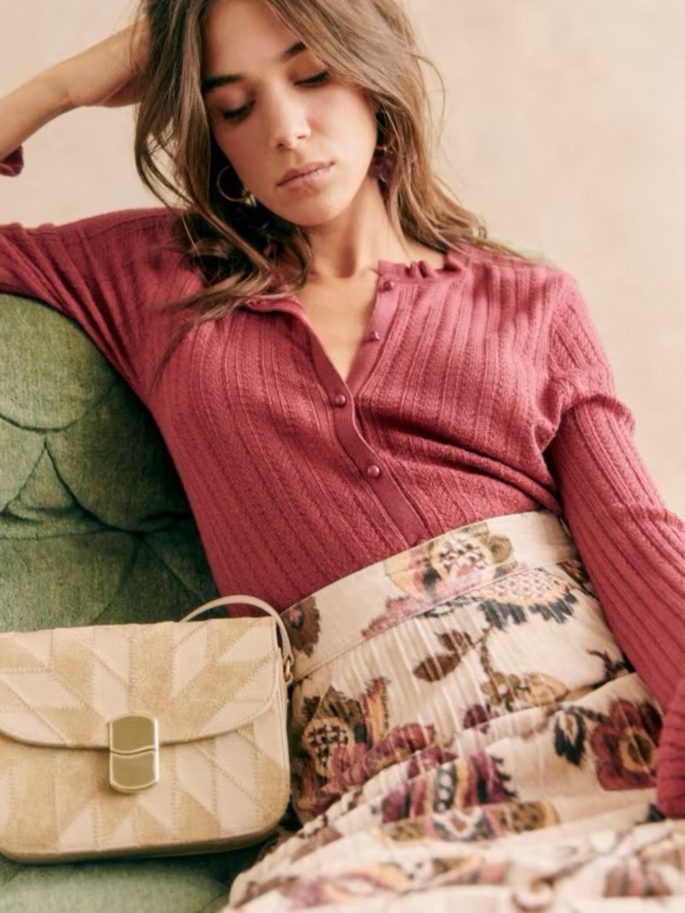 NWT Sézane Louis Cardigan in Rosewood Size XS - Picture 2 of 10